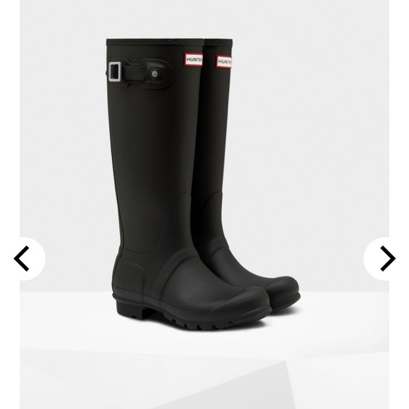 Original Tall Hunter Boots Size UK 7 / US 9 ๐ฅพ Matte Black w Buckle - Picture 5 of 16